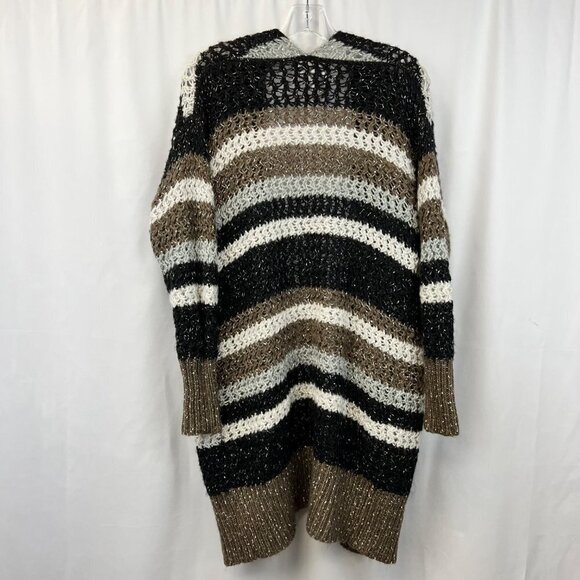 Confess Open Front Multicolor Striped Crochet Long Cardigan Womens Size XL - Picture 6 of 8
